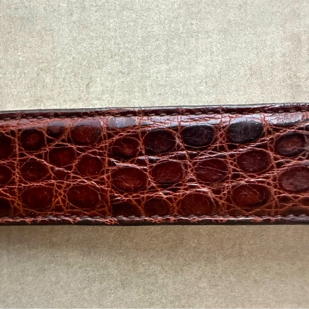 Paul Stuart Genuine Alligator Brown Belt - 36